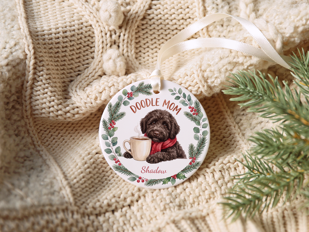 Personalized Chocolate Goldendoodle Doodle Mom Ornament