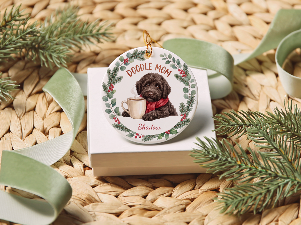 Personalized Chocolate Goldendoodle Doodle Mom Ornament