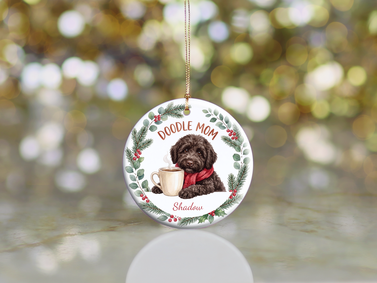 Personalized Chocolate Goldendoodle Doodle Mom Ornament