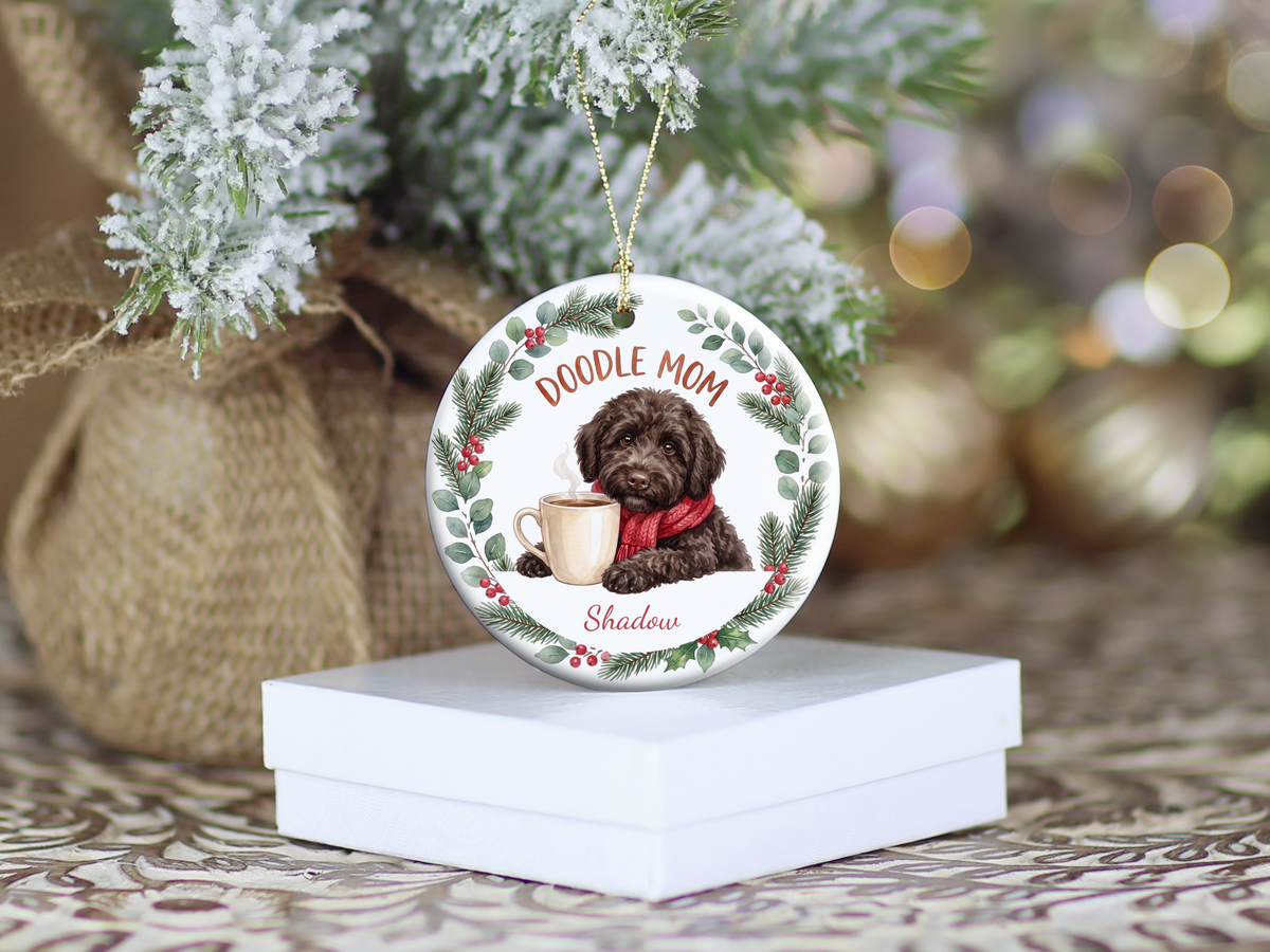 Personalized Chocolate Goldendoodle Doodle Mom Ornament