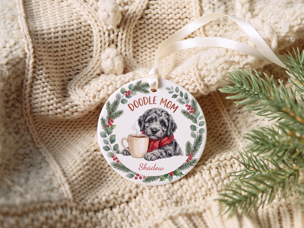 Personalized Merle Goldendoodle Doodle Mom Ornament