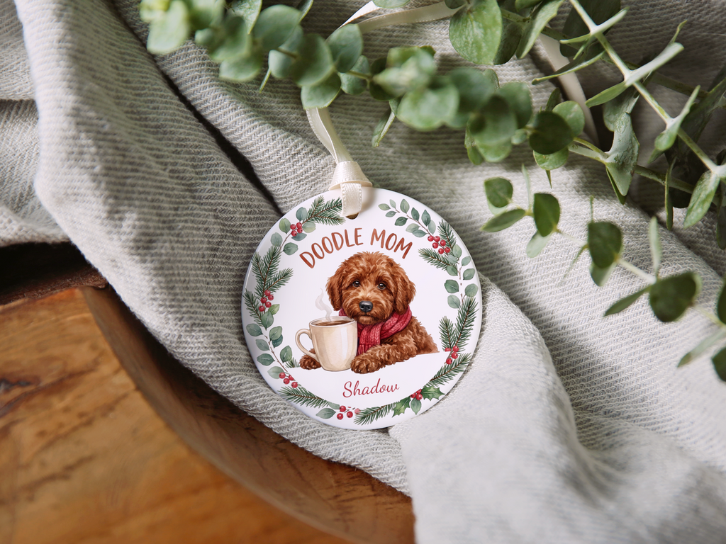 Personalized Apricot Goldendoodle Doodle Mom Ornament