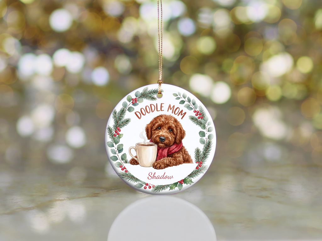 Personalized Apricot Goldendoodle Doodle Mom Ornament