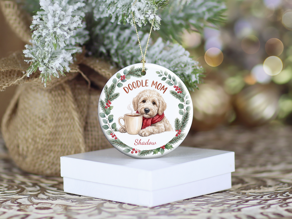 Personalized Cream Goldendoodle Doodle Mom Ornament