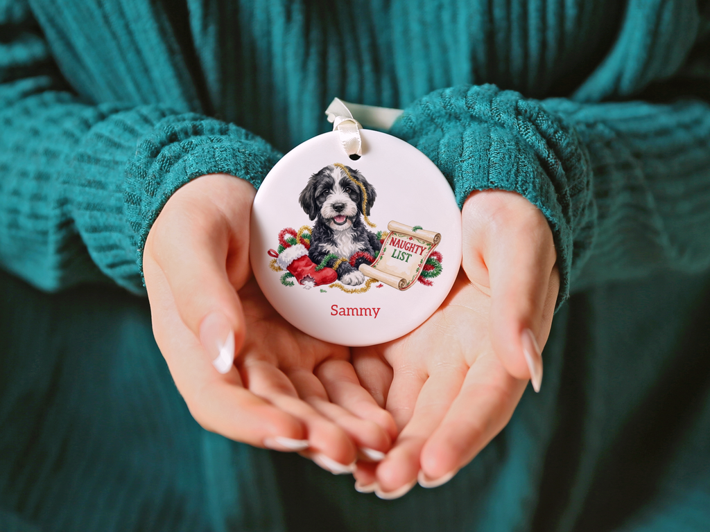 Naughty List Sheepadoodle Ornament
