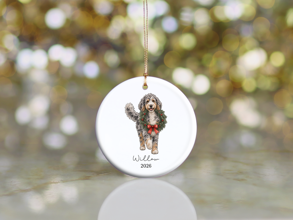Aussiedoodle Wreath Ornament