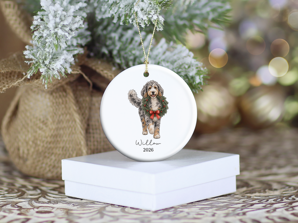 Aussiedoodle Wreath Ornament