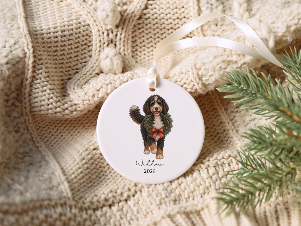 Bernedoodle Wreath Ornament