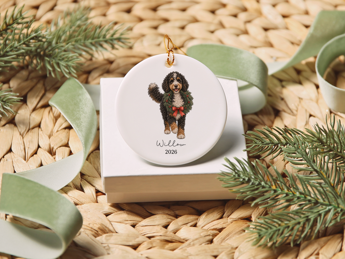 Bernedoodle Wreath Ornament