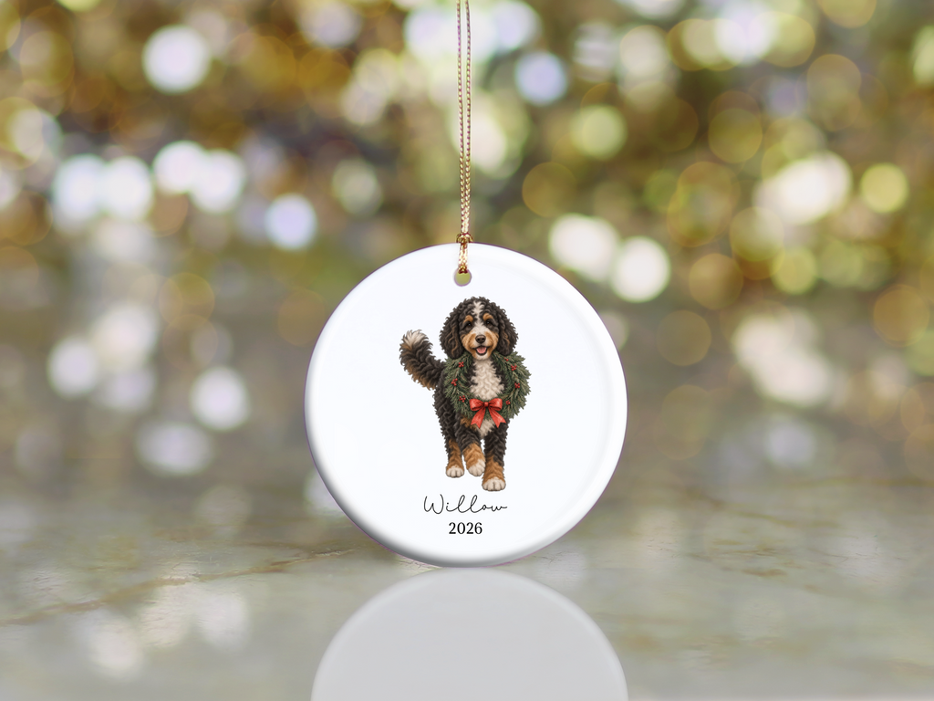 Bernedoodle Wreath Ornament