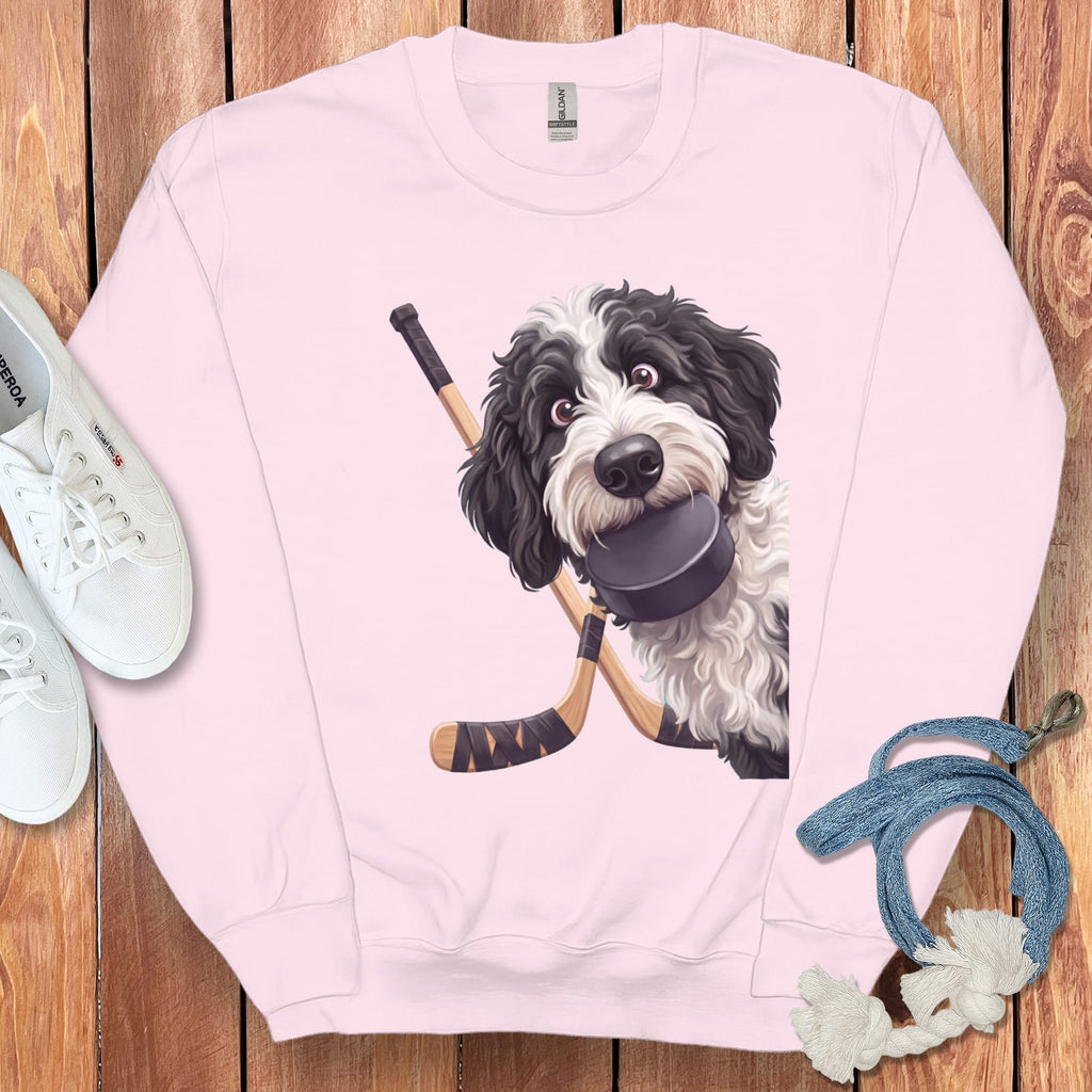 Sheepadoodle Hockey Sweatshirt in Light Pink / S by Puppy Jo