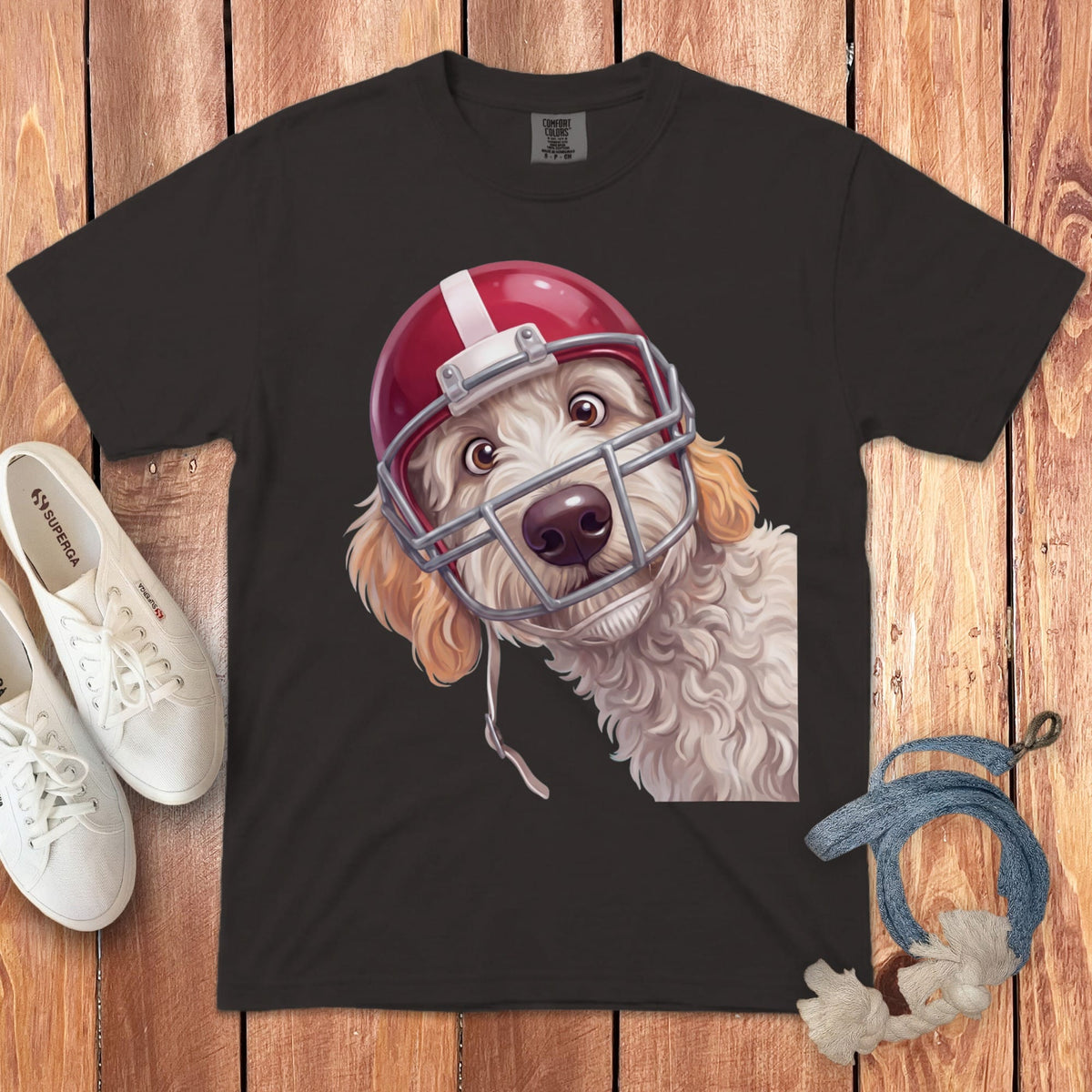 Maltipoo Football Helmet Signature T-Shirt in Graphite / S by Puppy Jo