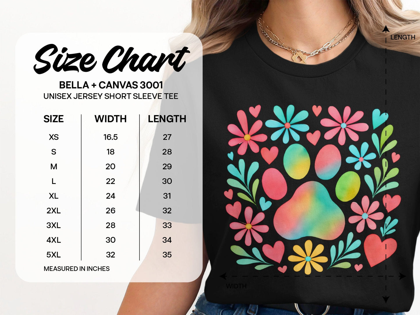 Colorful Paw and Floral Unisex Short Sleeve Tee product