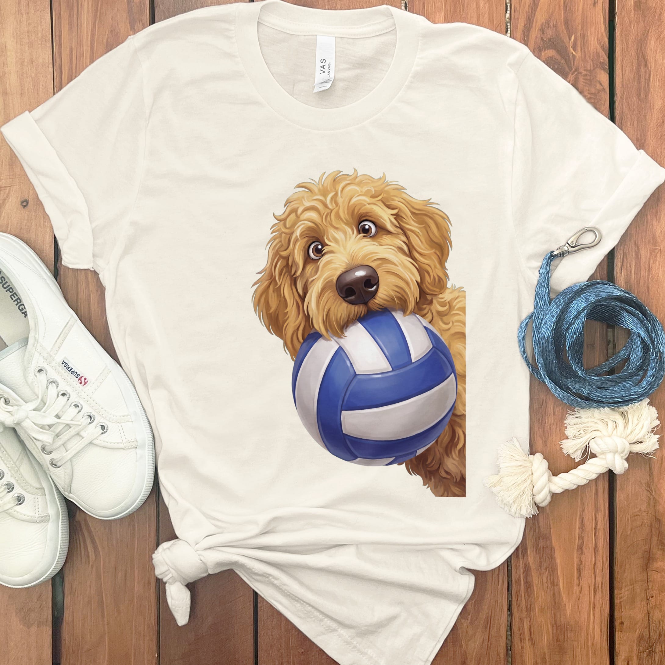 Golden Goldendoodle Volleyball T-Shirt in Natural / S by Puppy Jo