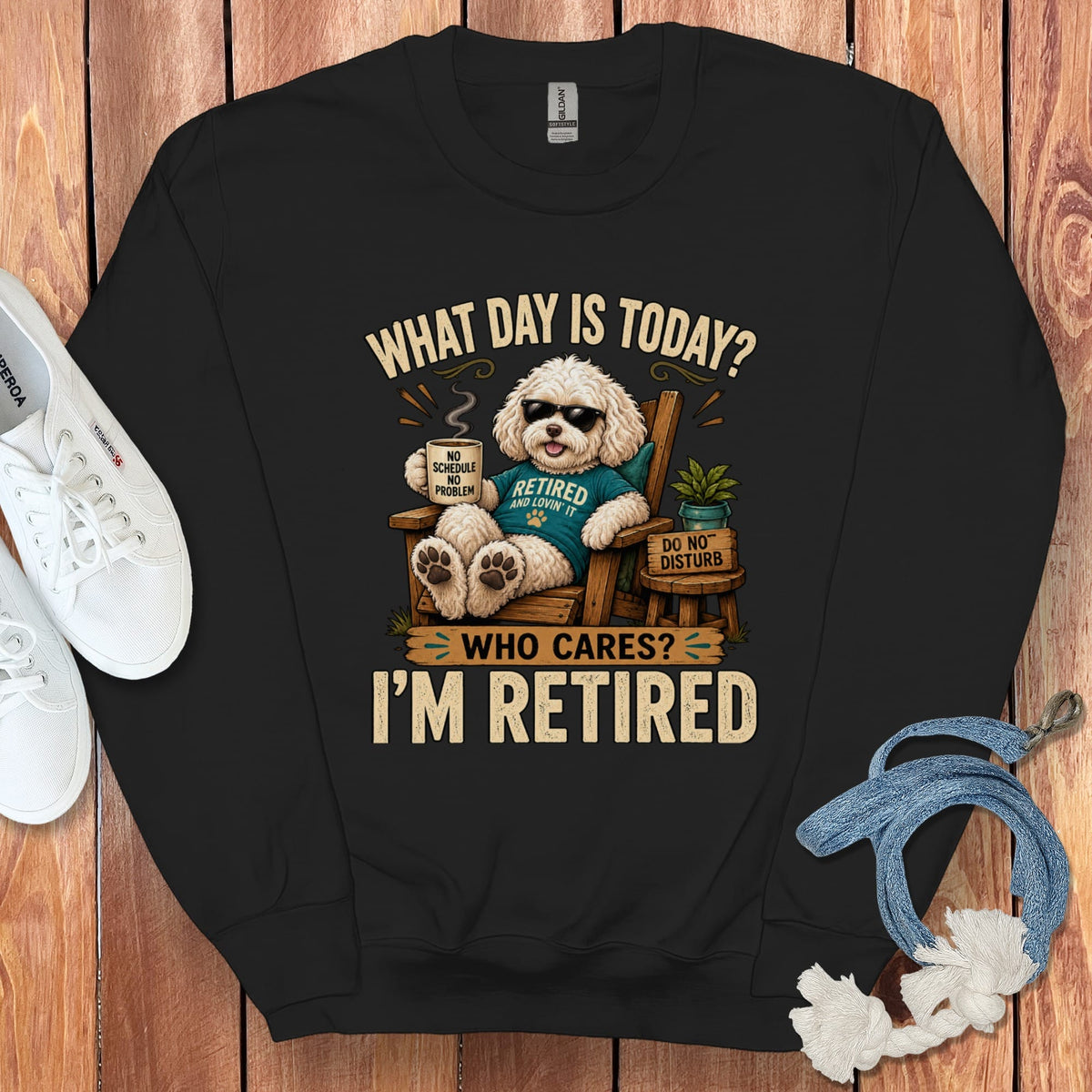 I'm Retired Maltipoo Sweatshirt in Black / S by Puppy Jo