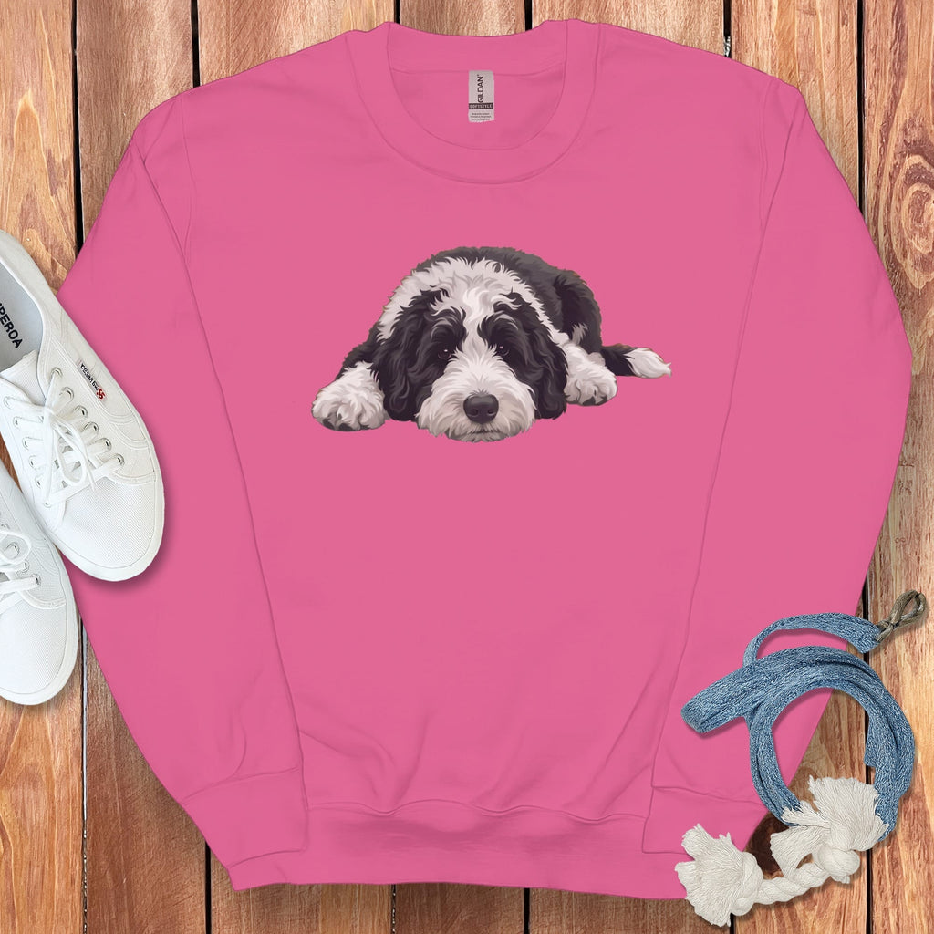 Sheepadoodle Snoozing Sweatshirt in Heliconia / S by Puppy Jo