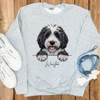 Cute Dog Illustration Gray Sweatshirt Unique Design
