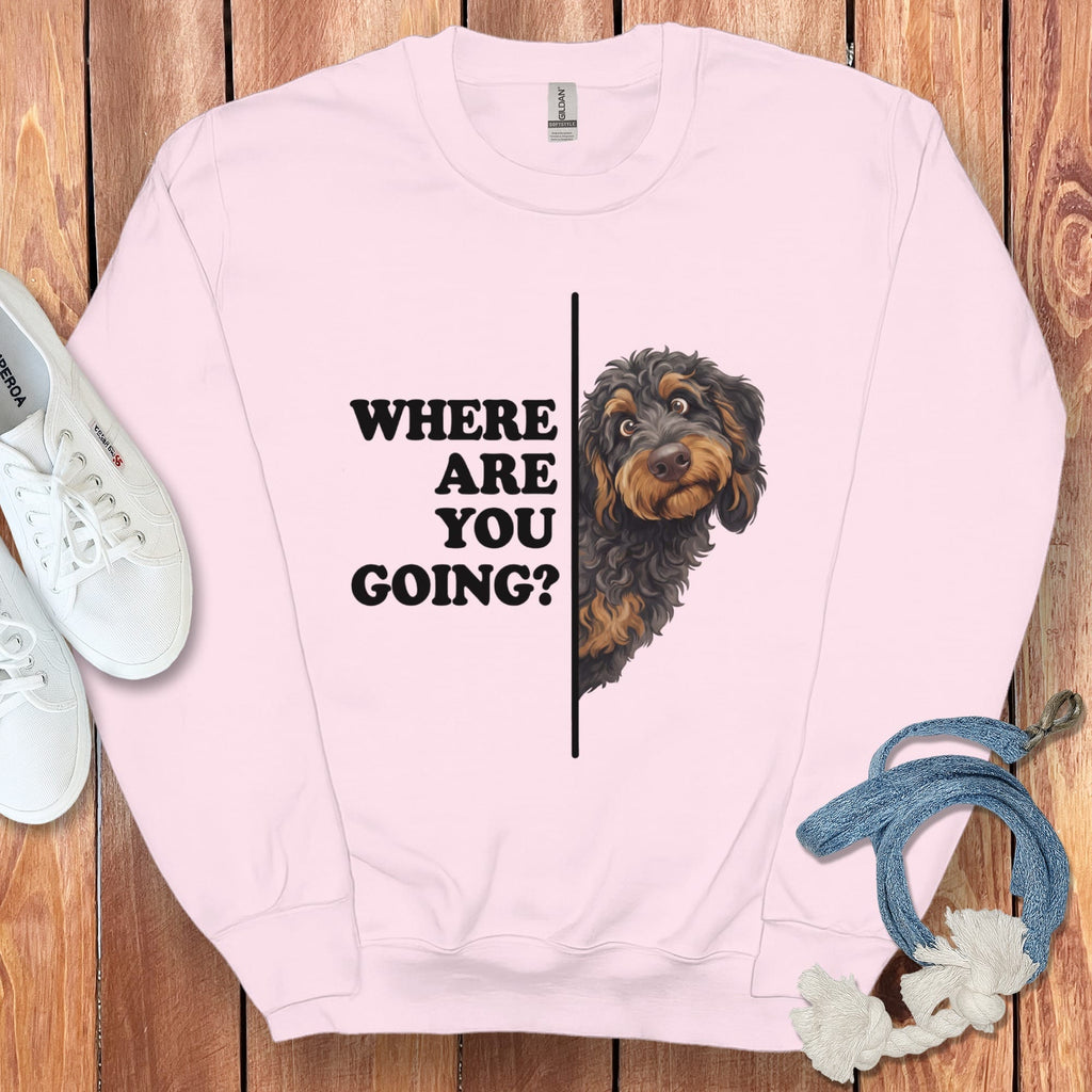 Where Going Phantom Goldendoodle Sweatshirt in Light Pink / S by Puppy Jo
