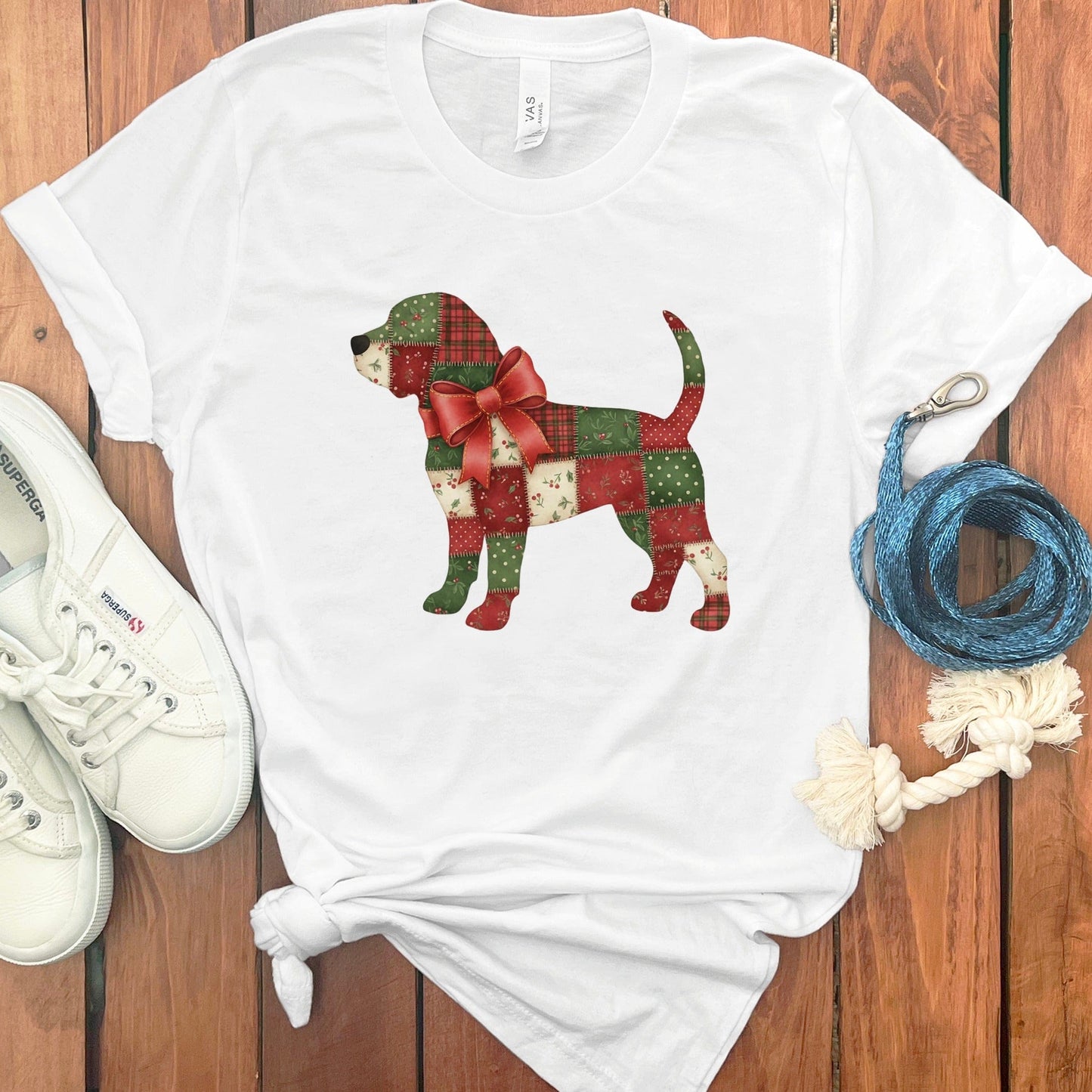 Festive Holiday Patchwork Dog Graphic T-shirt product