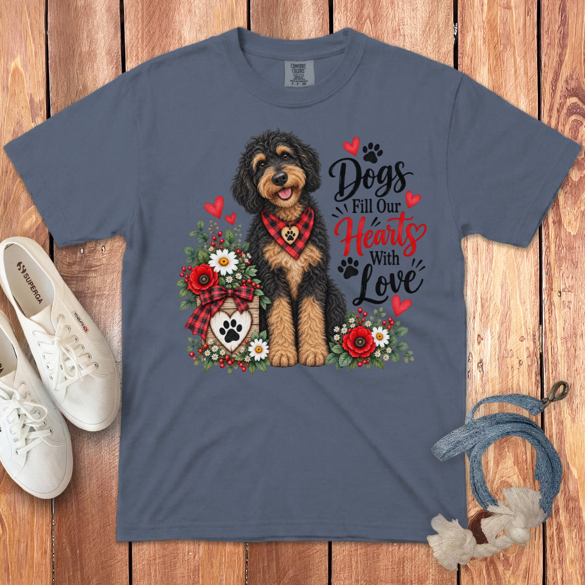 Phantom Goldendoodle Hearts Love Signature T-Shirt