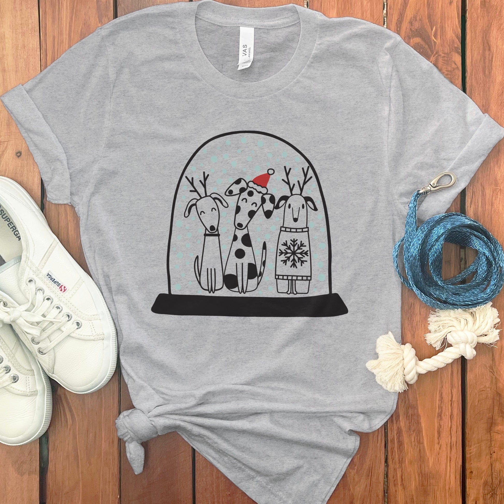 Festive Holiday Dogs Snow Globe Graphic Tee product