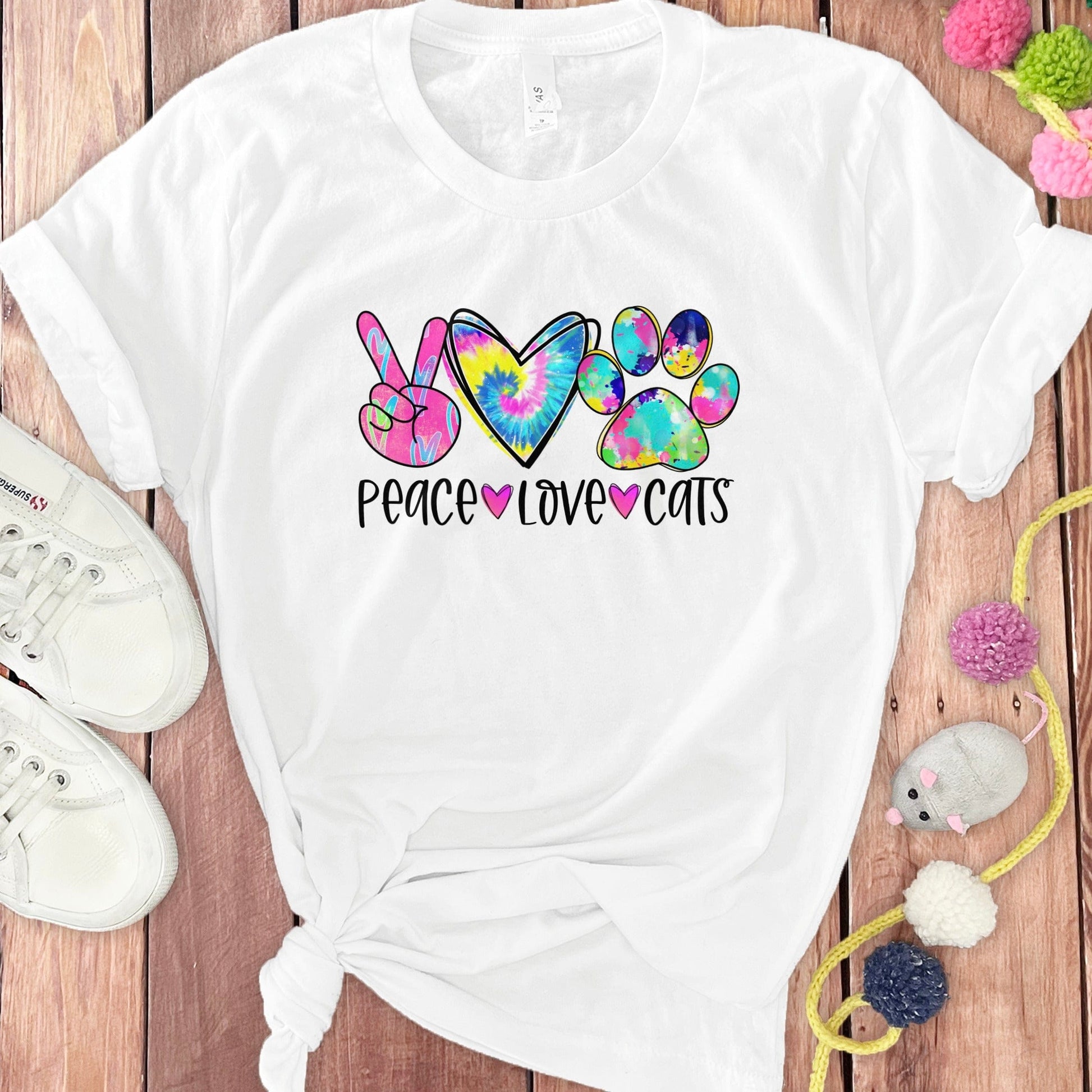 Peace Love Cats Tie Dye Graphic Tee product
