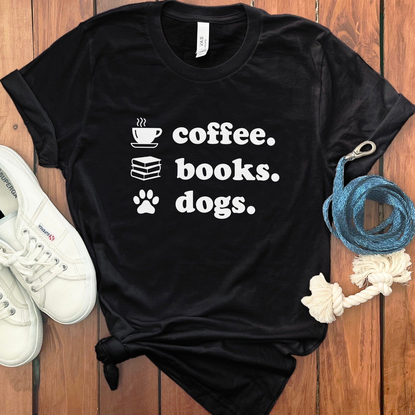 Coffee Books Dogs Graphic Tee Shirt product