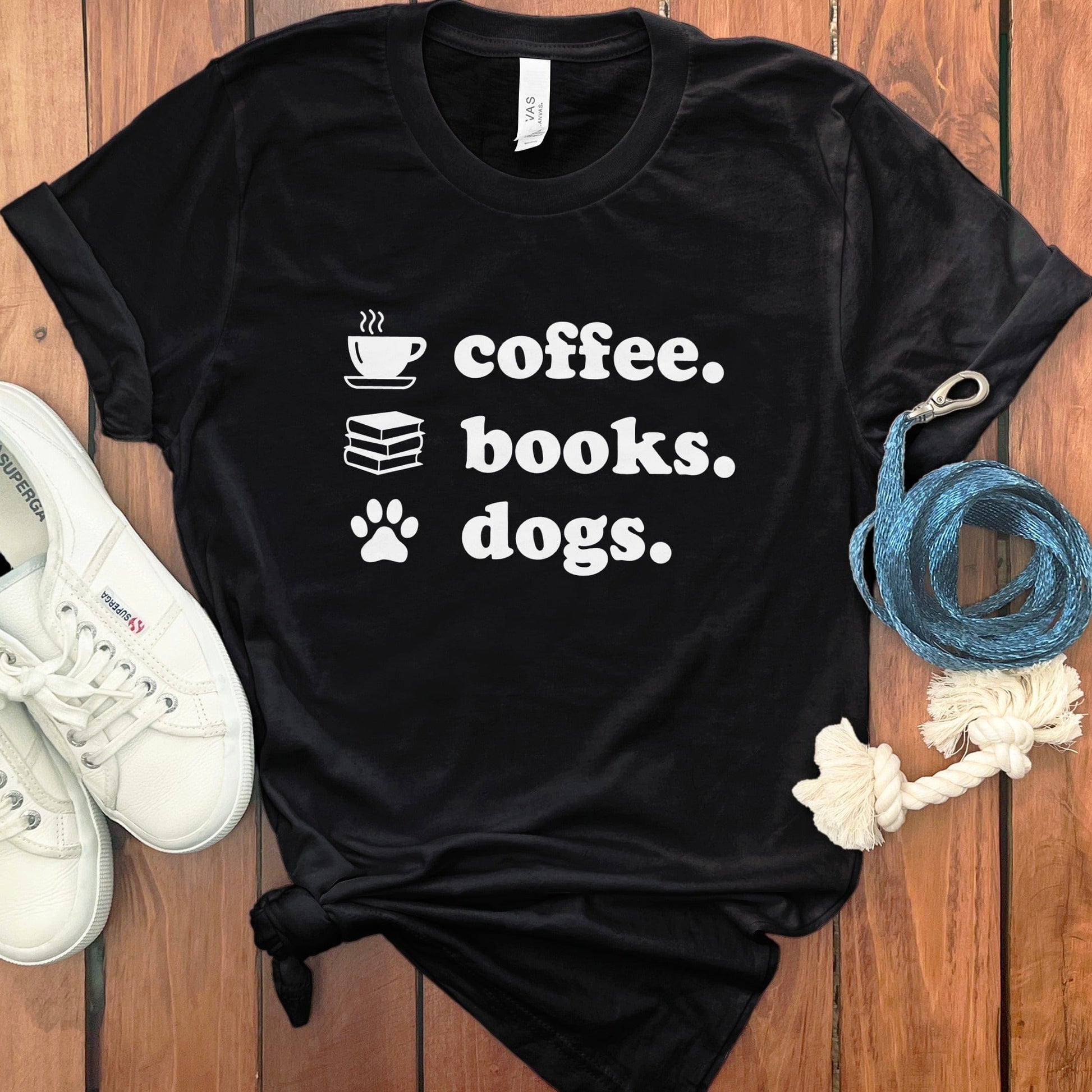Coffee Books Dogs Graphic Tee Shirt product