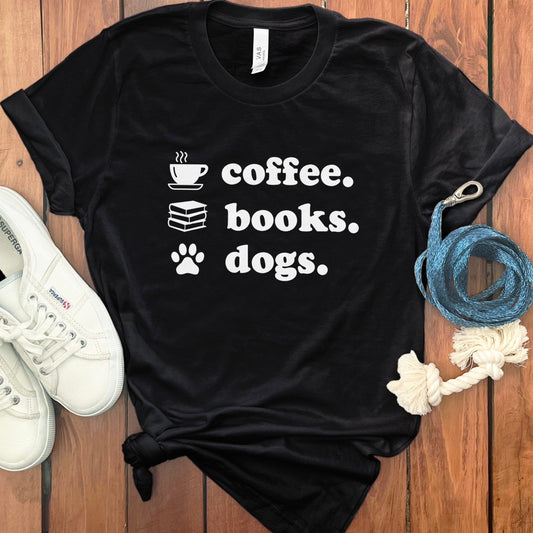 Coffee Books Dogs Graphic Tee Shirt product