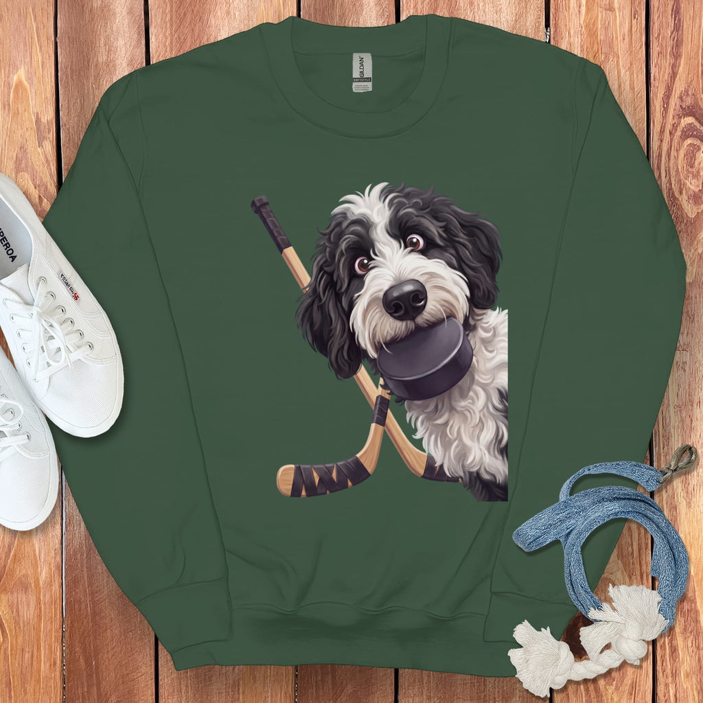 Sheepadoodle Hockey Sweatshirt in Forest Green / S by Puppy Jo