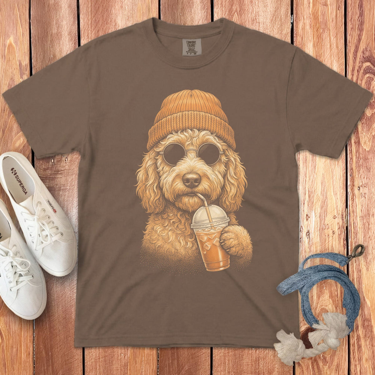 Golden Goldendoodle Ice Latte Signature T-Shirt in Espresso / S by Puppy Jo