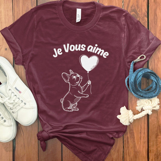 Je Vous aime design with French Bulldog graphic product type