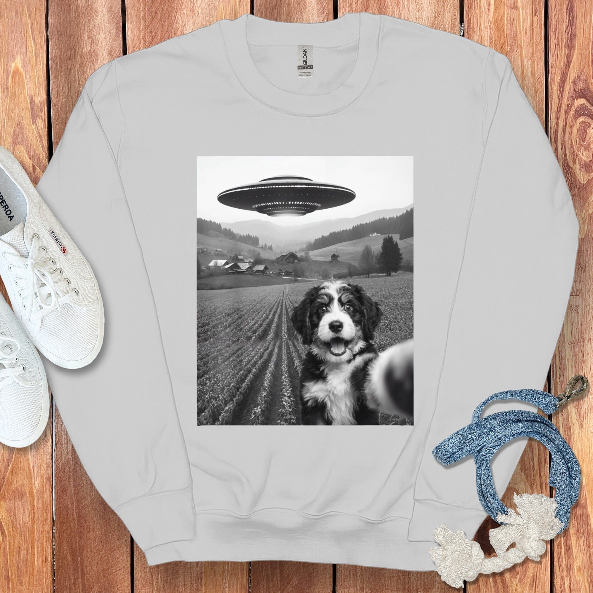 UFO Dog Selfie Graphic Sweatshirt Product