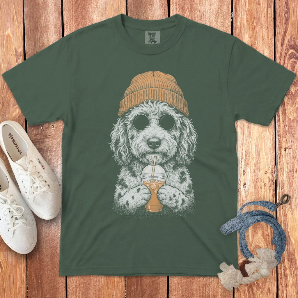 Merle Goldendoodle Ice Latte Signature T-Shirt in Blue Spruce / S by Puppy Jo