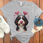 Cute Berner Embroidered T-shirt with Hearts Design