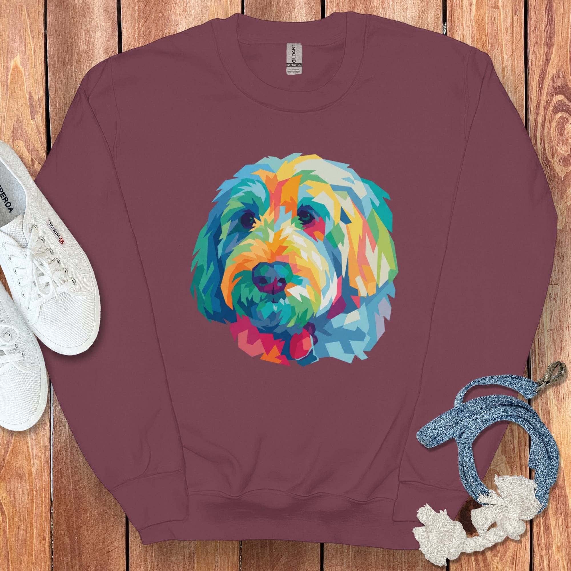 Colorful Geometric Dog Face Design Sweatshirt product