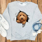 Cute Dog Peeking Through Rip Sweatshirt product