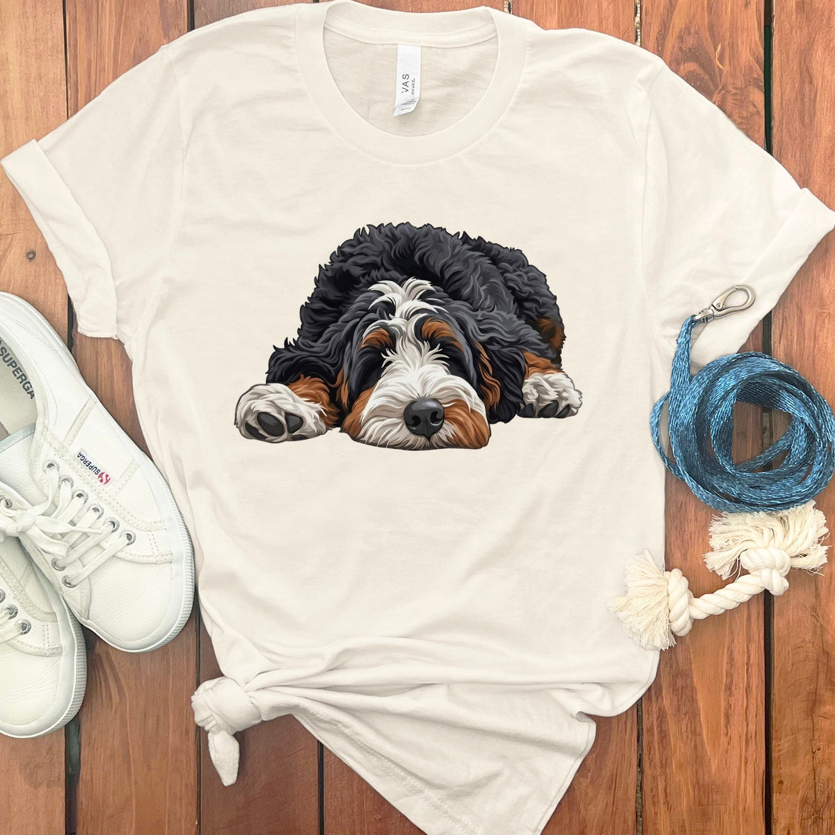 Bernedoodle Snoozing T-Shirt in Natural / S by Puppy Jo