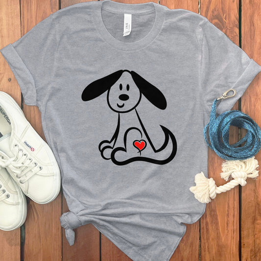Cute Cartoon Dog Graphic Grey Tee Shirt product