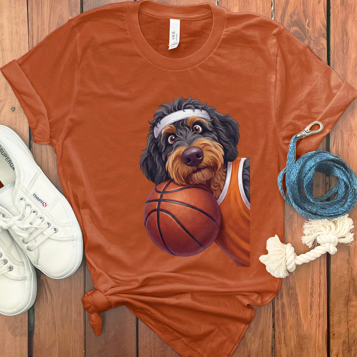 Phantom Goldendoodle Basketball Player T-Shirt in Autumn / S by Puppy Jo