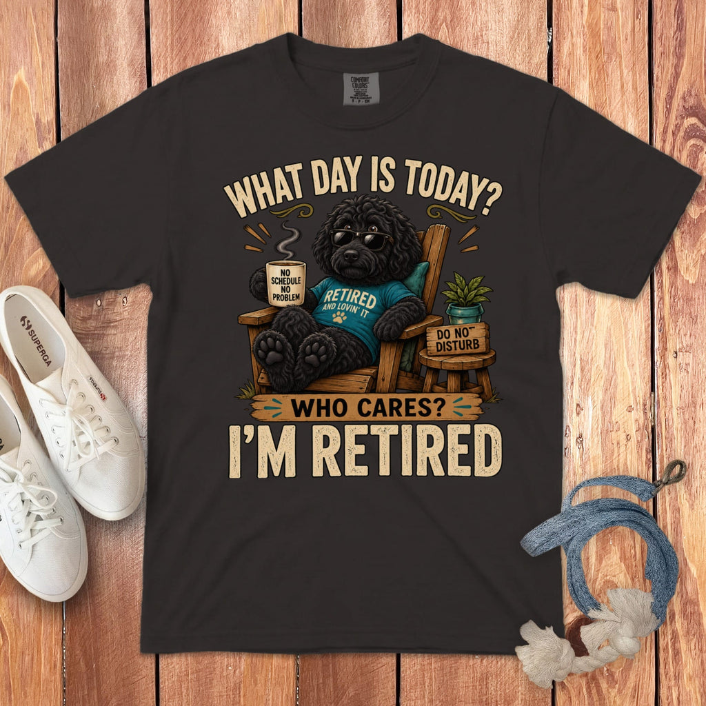 I'm Retired Black Goldendoodle Signature T-Shirt in Graphite / S by Puppy Jo