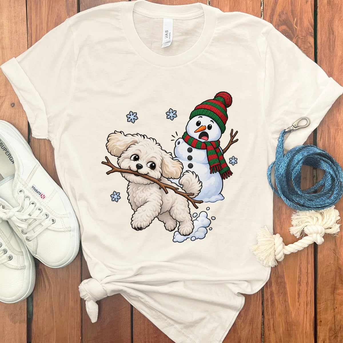 Maltipoo Snowman T-Shirt in Natural / S by Puppy Jo