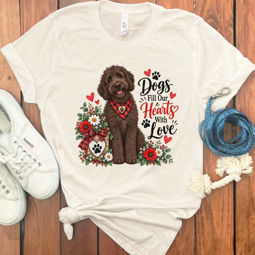 Chocolate Goldendoodle Hearts Love T-Shirt