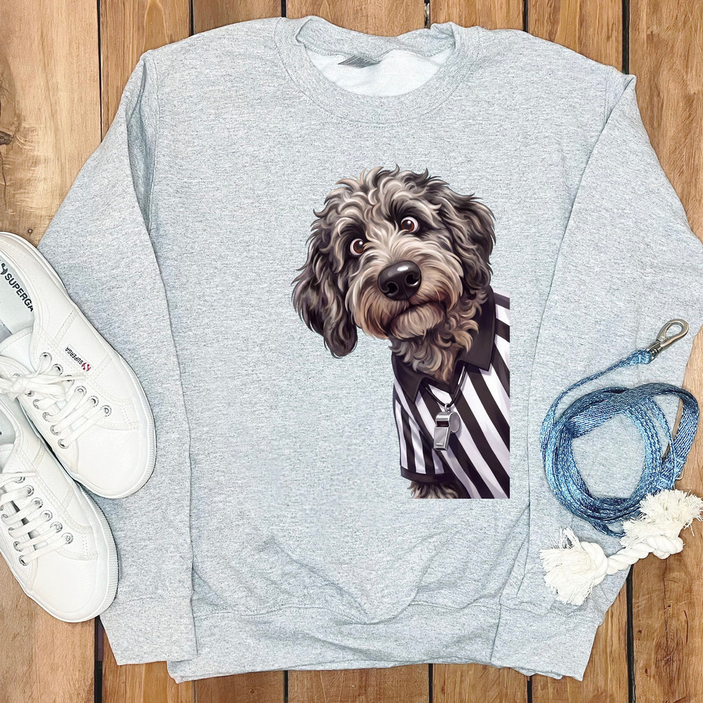 Merle Goldendoodle Football Referee Sweatshirt in Sport Grey / S by Puppy Jo