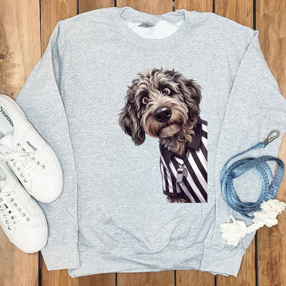 Merle Goldendoodle Football Referee Sweatshirt in Sport Grey / S by Puppy Jo