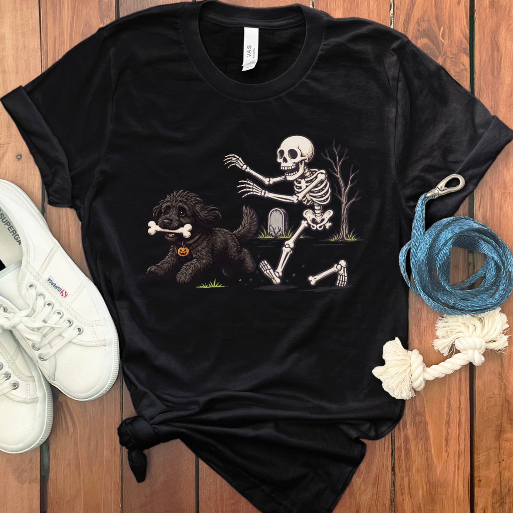 Black Goldendoodle Bone Thief T-Shirt in Black / S by Puppy Jo