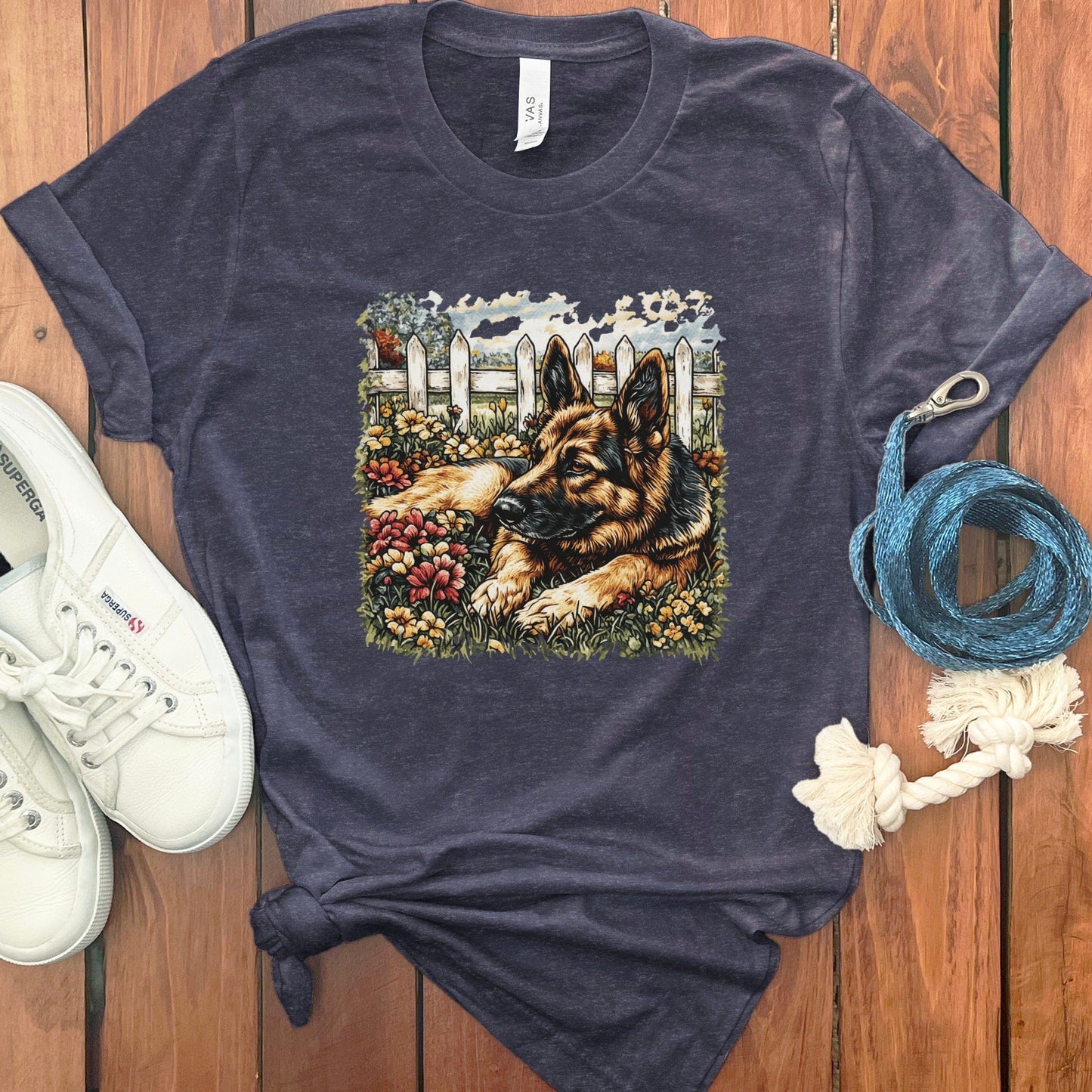 German Shepherd Amid Flowers Design T-shirt product