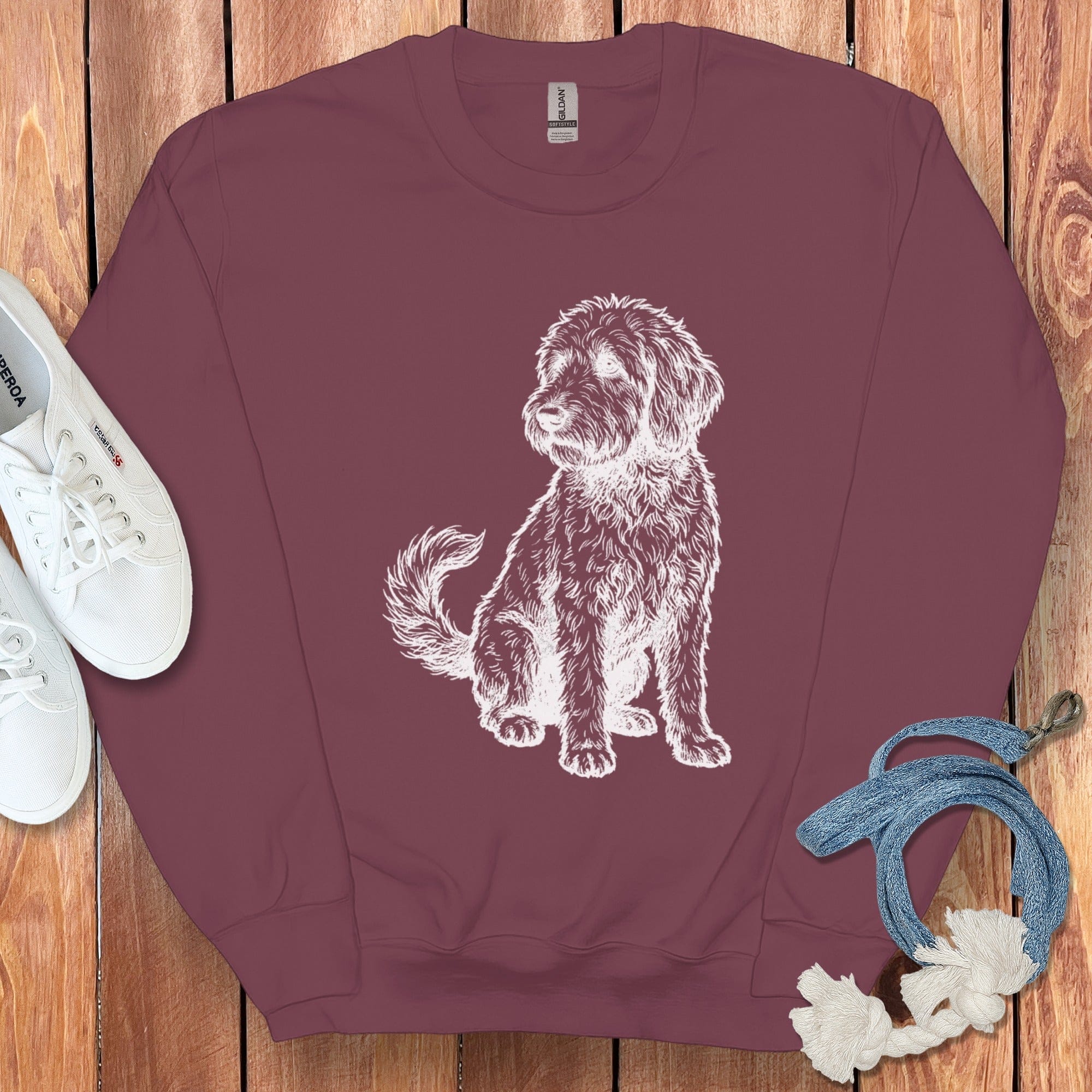 Adorable Dog Illustration Cozy Sweatshirt Product