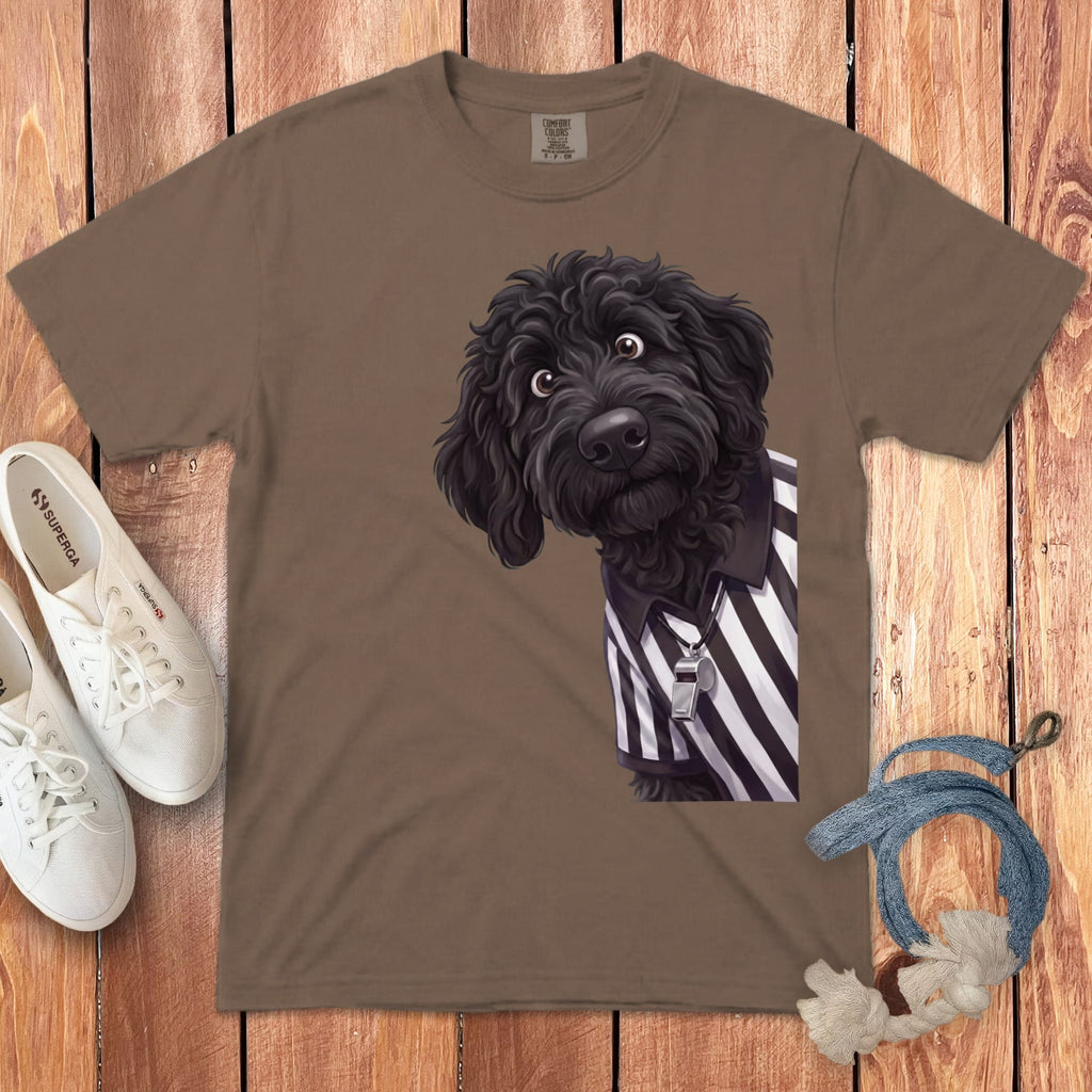 Black Goldendoodle Football Referee Signature T-Shirt in Espresso / S by Puppy Jo