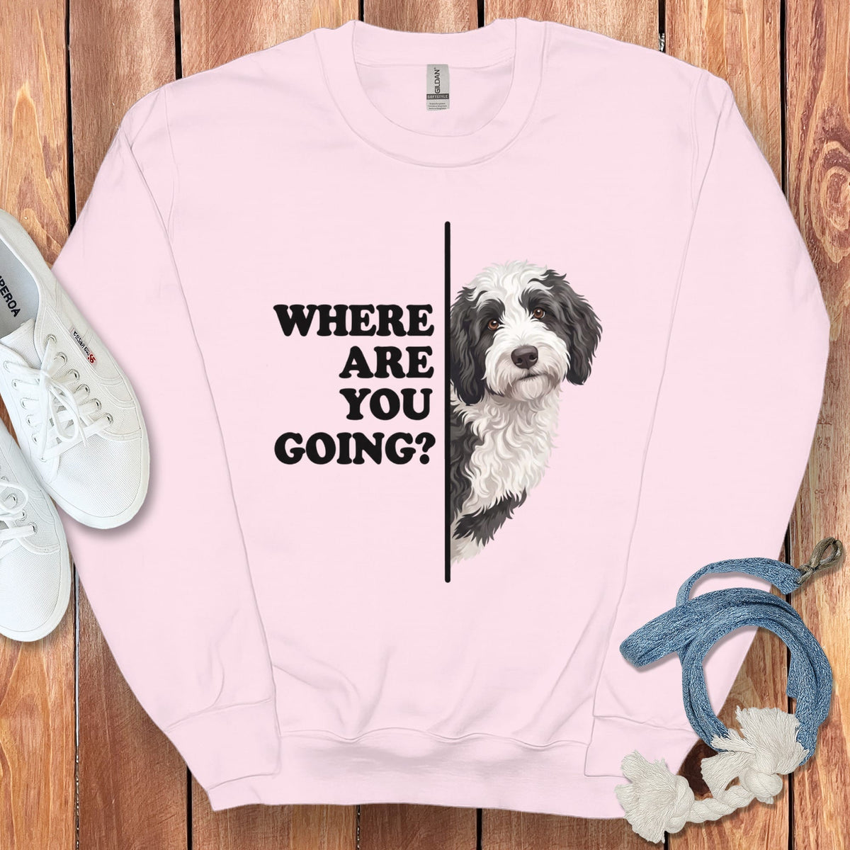 Where Going Sheepadoodle Sweatshirt in Light Pink / S by Puppy Jo